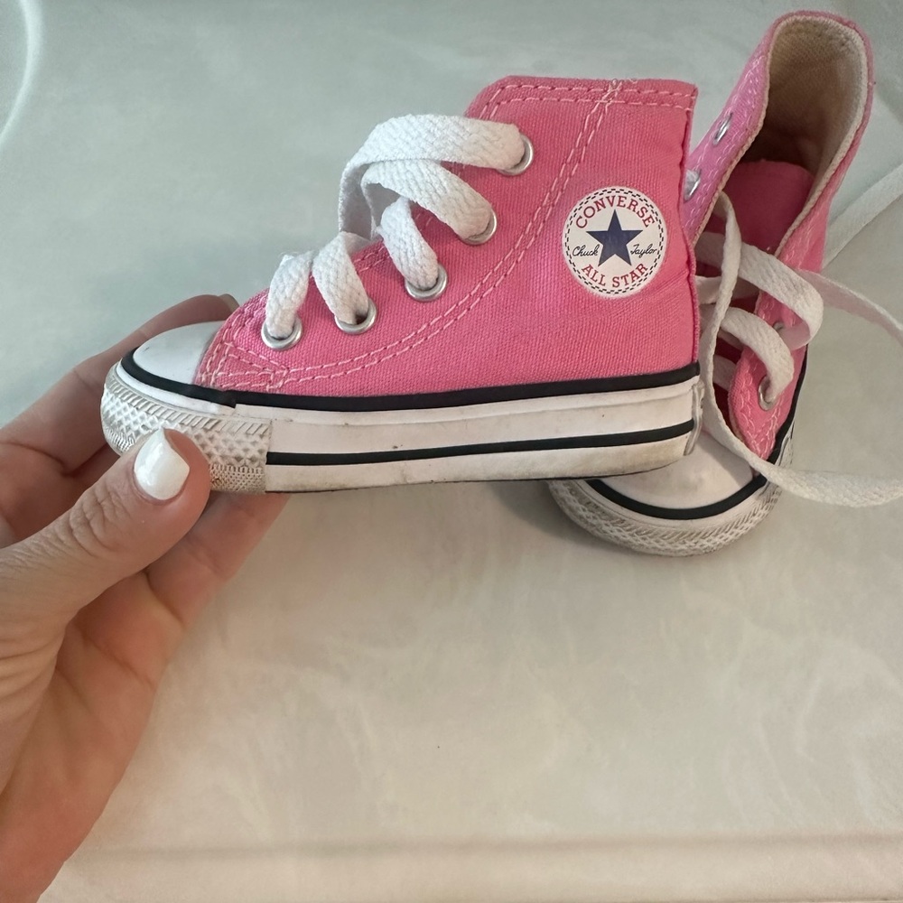 Converse Pink and White High-Top Sneakers